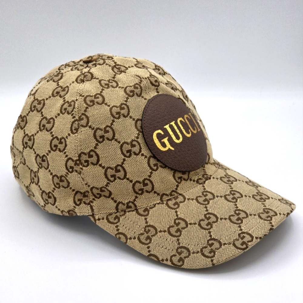 W415❤️Gucci GG Monogram Canvas Leather Patch Logo Hat